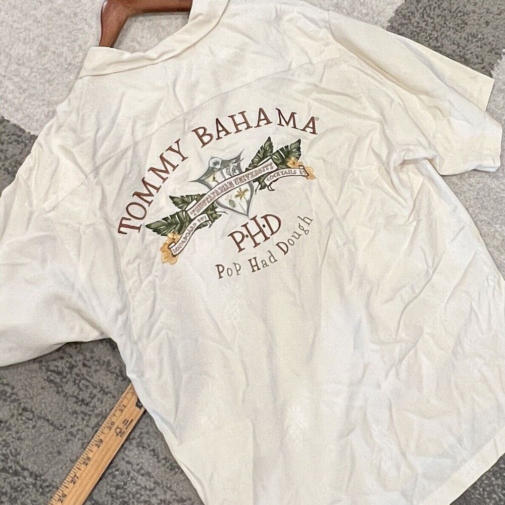 Tommy Bahama 100% Silk Men’s Sz L Embroidered Hawaiian Shirt phd pop had